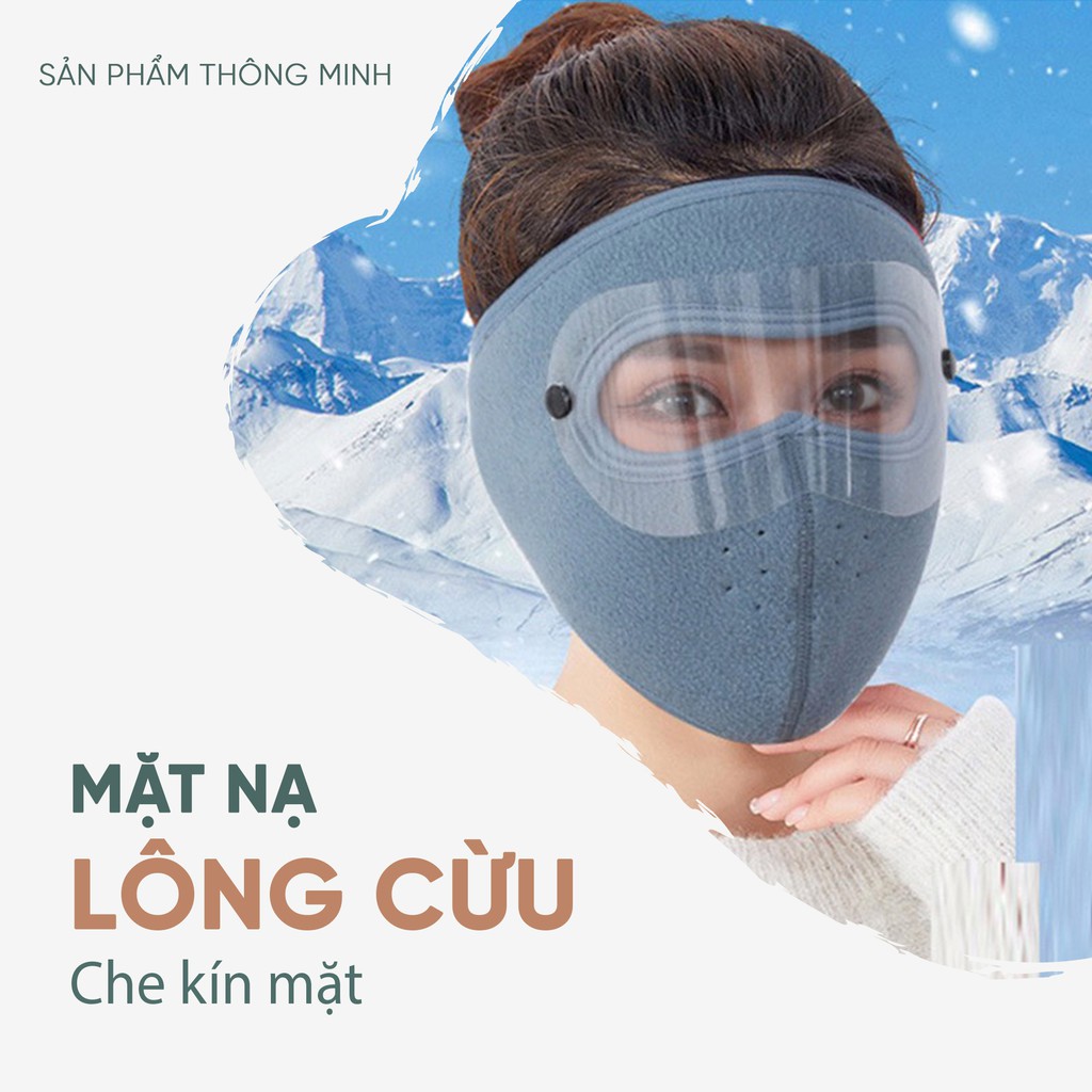 Khẩu trang lông cừu kèm kính bảo vệ mắt che kín mặt - Khẩu trang ninja lông cừu kèm kính bảo vệ mắt che kín mặt