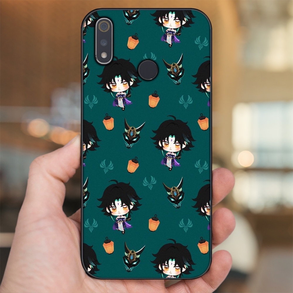 Ốp lưng Realme 3, 3 Pro viền đen in hình Xiao Genshin Impact