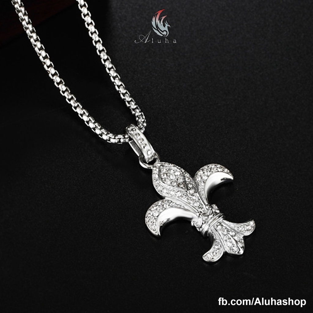 Dây chuyền Titan Chrome Heart họa tiết hoa Iris đính đá đẹp không tì vết bling bling, Hiphop for real -  NL158 - Aluha