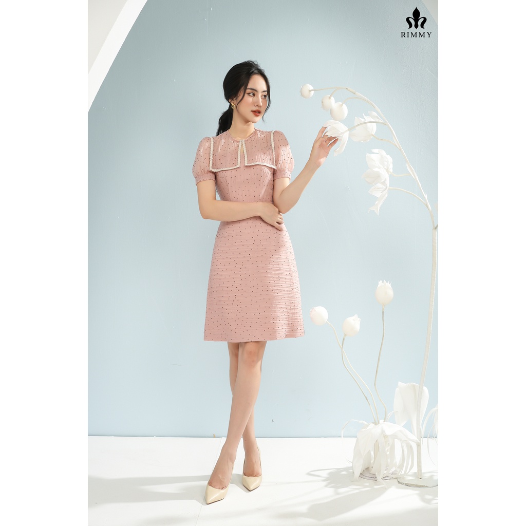 Váy thiết kế Rosy hồng chấm bi Rimmy [VA03-0422]