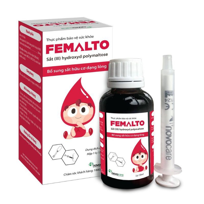 Femalto Sắt hữu cơ nhỏ giọt cho người Thiếu sắt, trẻ em và phụ nữ mang thai