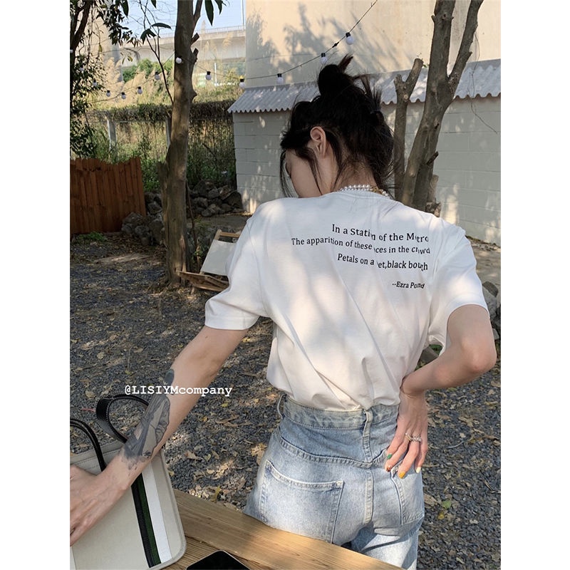 B&amp;G Áo Thun NgắN Tay DáNg RộNg ĐíNh NúT Kim LoạI 2022 Áo phông Nữ JL-TX-163