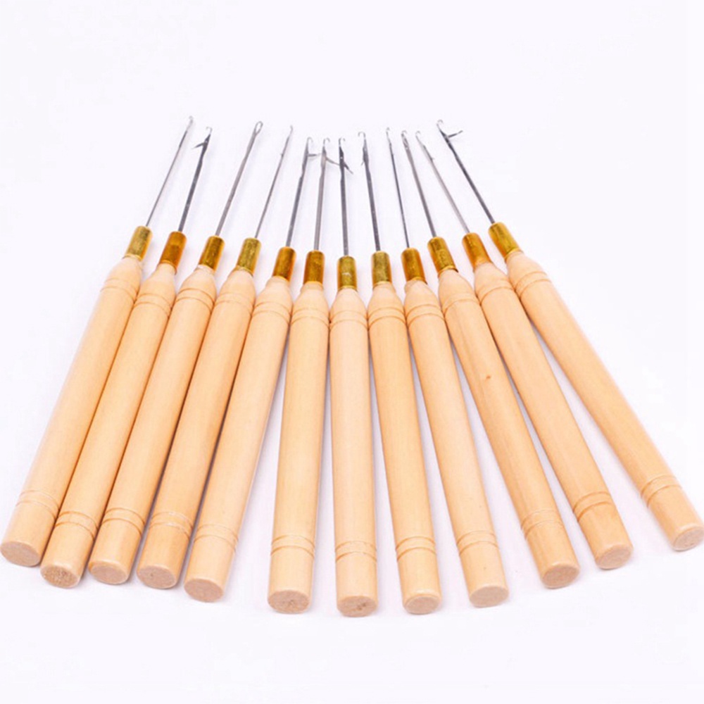 Kim Móc Len Tay Cầm Bằng Gỗ Dùng Đan Tóc Giả Dreadlock