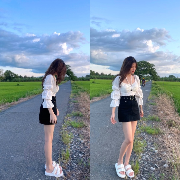 Áo kiểu tay dài dây chéo cổ yếm ,áo kiểu cột nơ trước ,áo bánh bèo babydoll,chất vãi ĐŨI MỀM siêu xinh PLA11