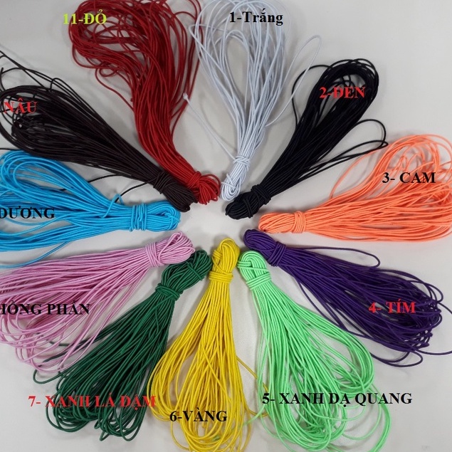 Cuộn 400met dây thun xỏ chuỗi size 1mm nhiều màu