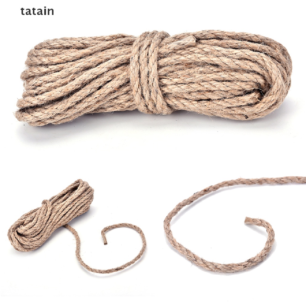[TAT] 10M 6mm Jute String Twine Twisted Hessian Burlap Hemp Cord Rope Brown CVX