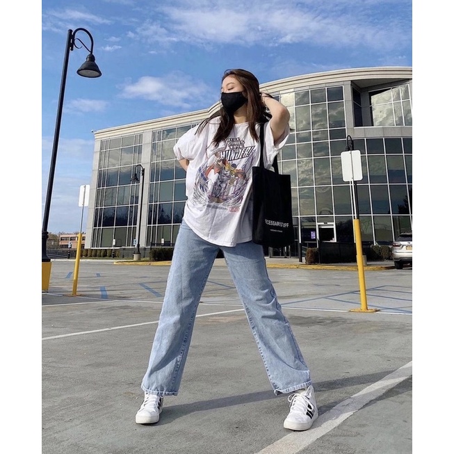 Quần Jean Ống Rộng Dài Lưng Cao Cao Cấp YUMI BÁN SỈ Quần jean Ống Rộng Trơn Hot Trendy 2021