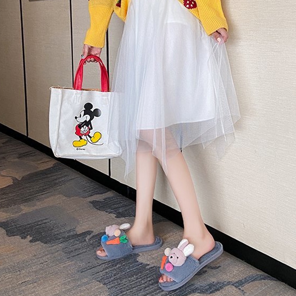 Dép bông thỏ siêu êm chân, dép đi chơi, sử dụng trong nhà vào mua đông ấm áp