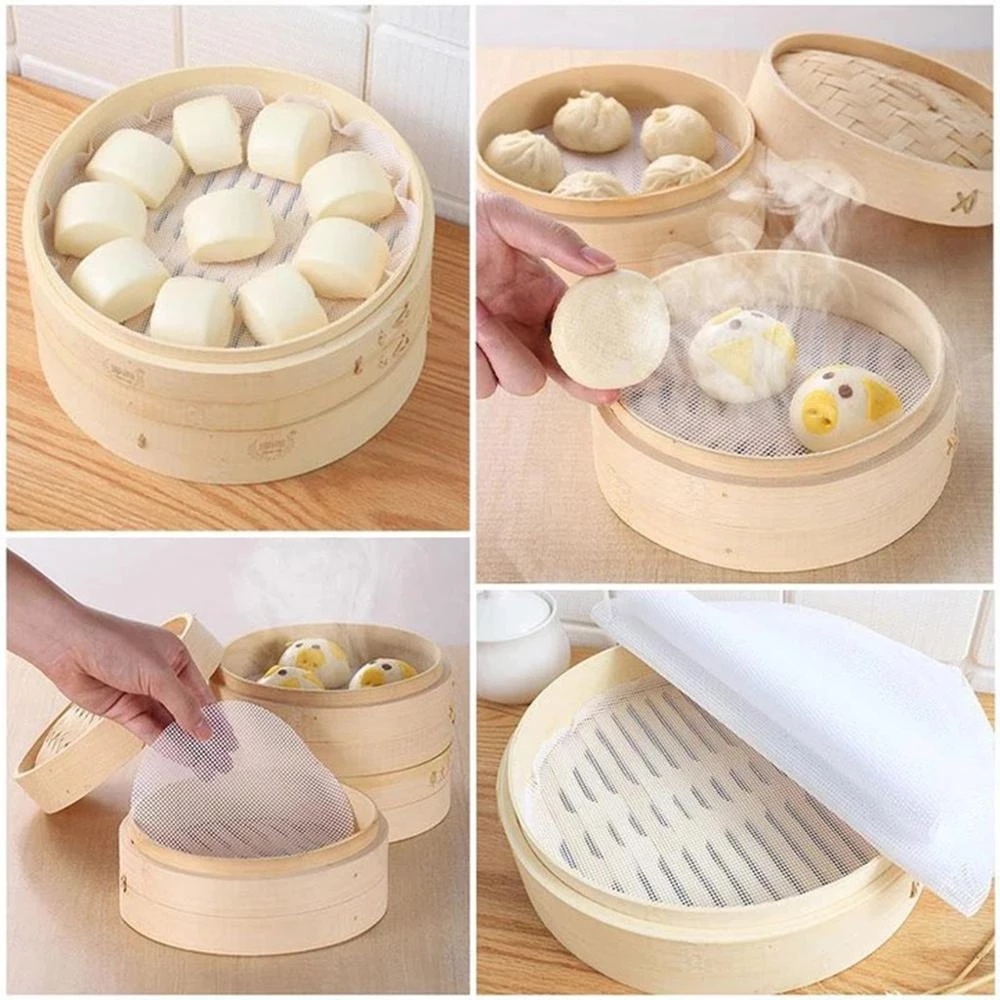 Set 5 tấm vải hấp thực phẩm chống dính hình tròn