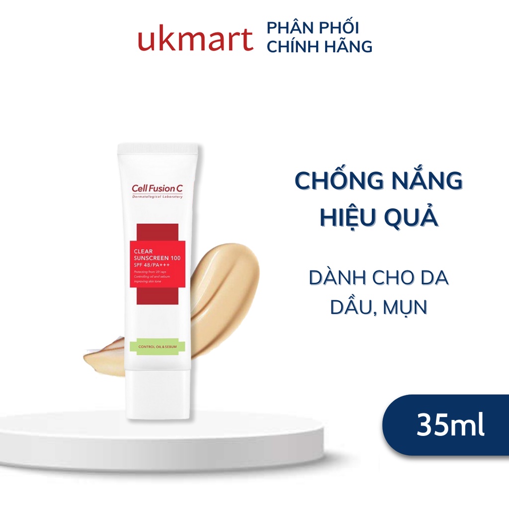 Kem Chống Nắng Kiểm Soát Dầu &amp; Nhờn Mụn Cell Fusion C Clear Sunscreen 100 SPF48/ PA+++ 50ml