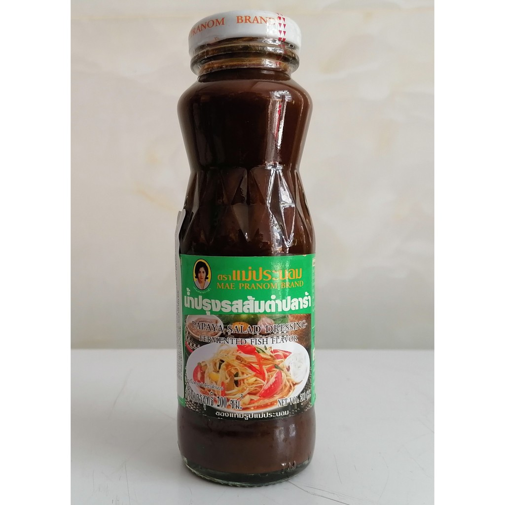 [Chai XANH LÁ 200ml] XỐT TRỘN GỎI ĐU ĐỦ HƯƠNG CÁ LÊN MEN [Thailand] MAEPRANOM Papaya Salad Dressing – Fermented Fish