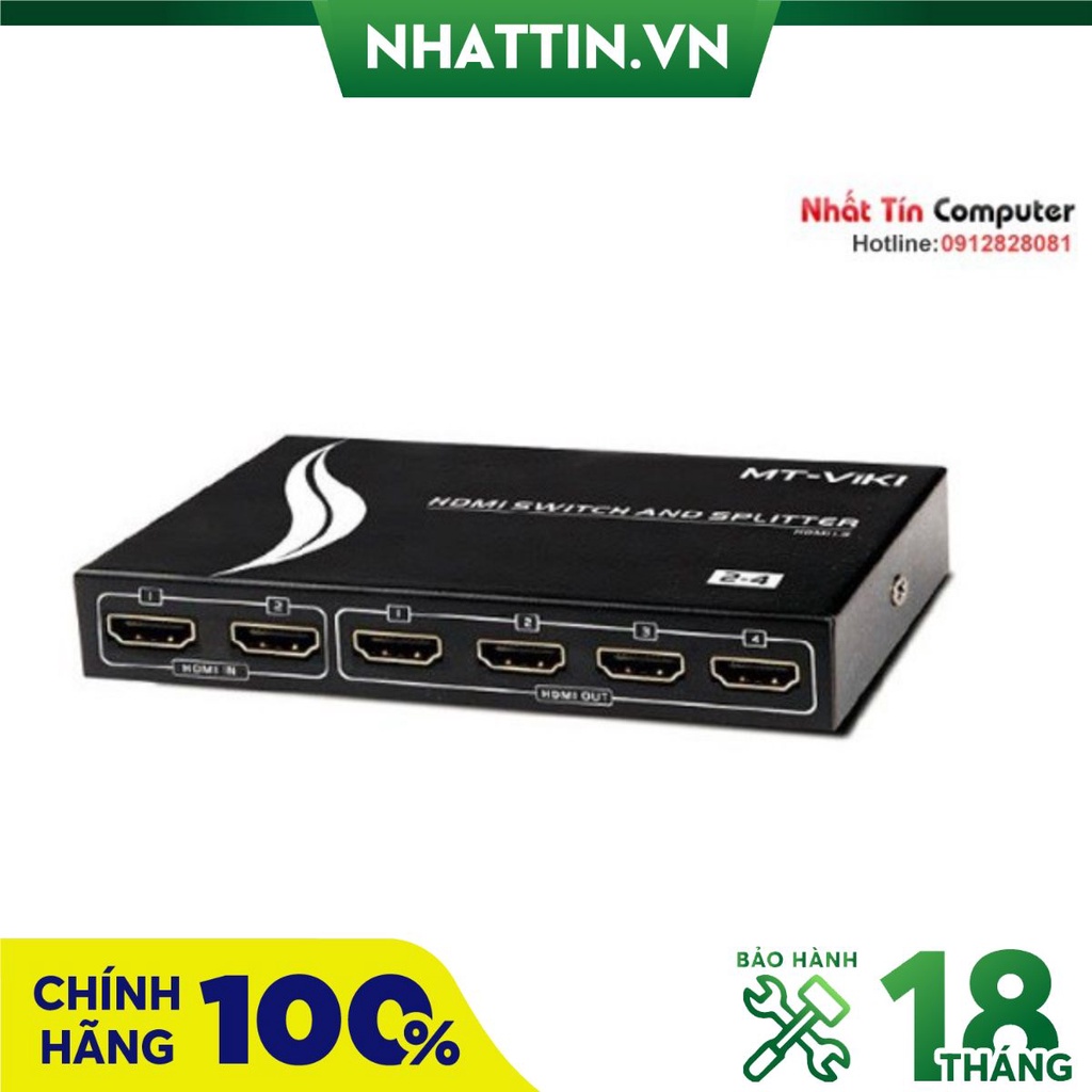 Bộ chia HDMI 2 cổng vào 4 cổng ra có điều khiển MT-HD2-4 - VIKI chính hãng
