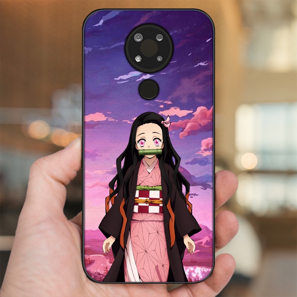 Ốp lưng Nokia 3.4 viền đen in hình Nezuko Kimetsu no Yaiba