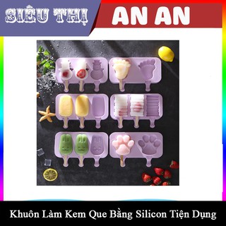 Khuôn Làm Kem Que Bằng Silicon Tiện Dụng + Tặng Kèm 50 Que Gỗ
