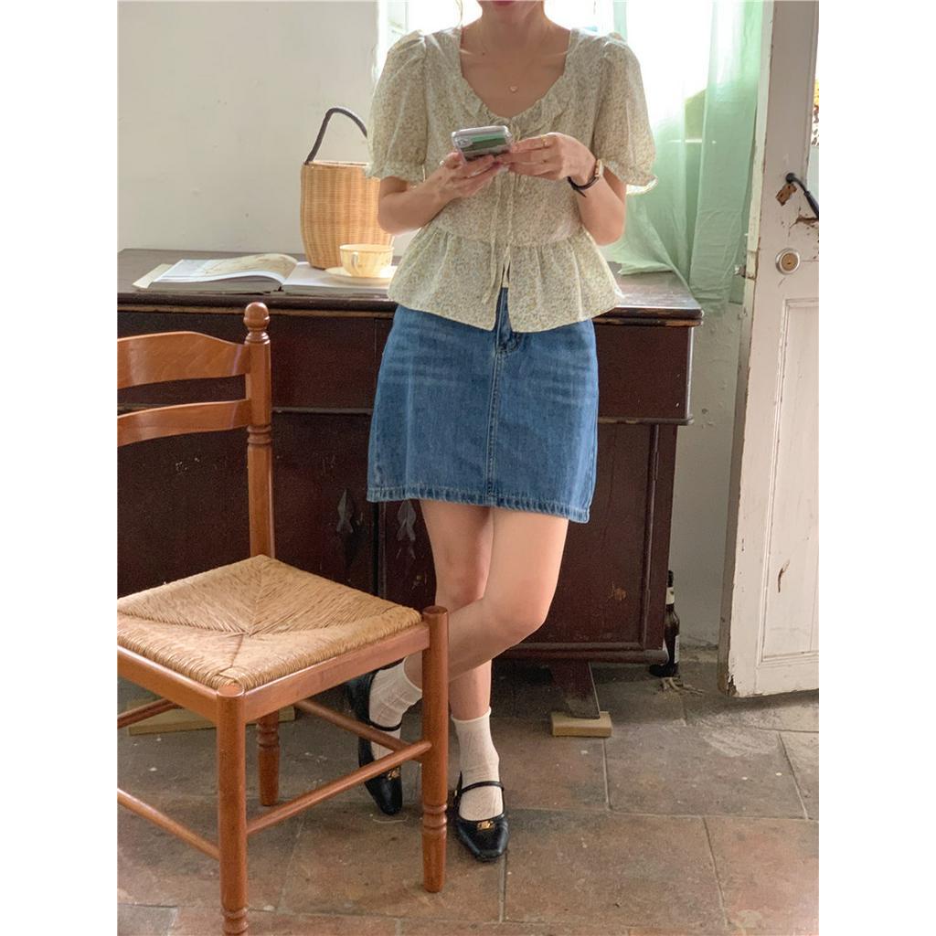 Áo Sơ Mi Nữ Tay Ngắn Xếp Nếp In Hoa Phong Cách Mới Mùa Hè 53217