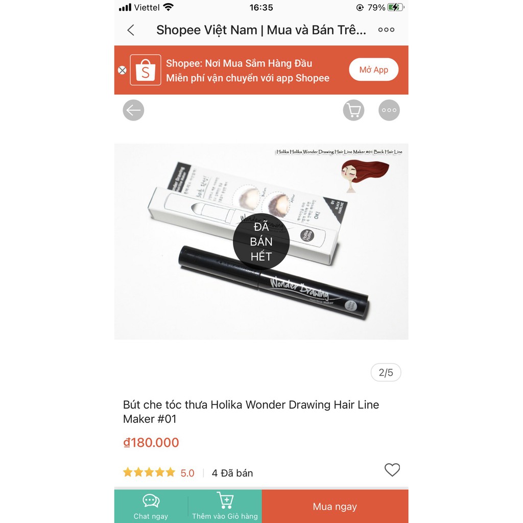 Bút che tóc thưa, hói, bò liếm Holika Holika Wonder Drawing Hair-line Maker (Hàn Quốc) - màu 02 Nâu | BigBuy360 - bigbuy360.vn