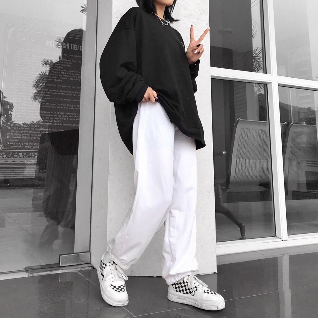 Quần Jogger Nữ Form Dài Ống Rộng Có Bo Phong Cách SIMPLE Ulzzang OHS8001