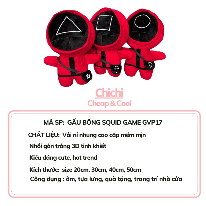 Gấu bông to cute squid game hàng nhập gối ôm cho bé dễ thương giá rẻ ChiChi GVP17