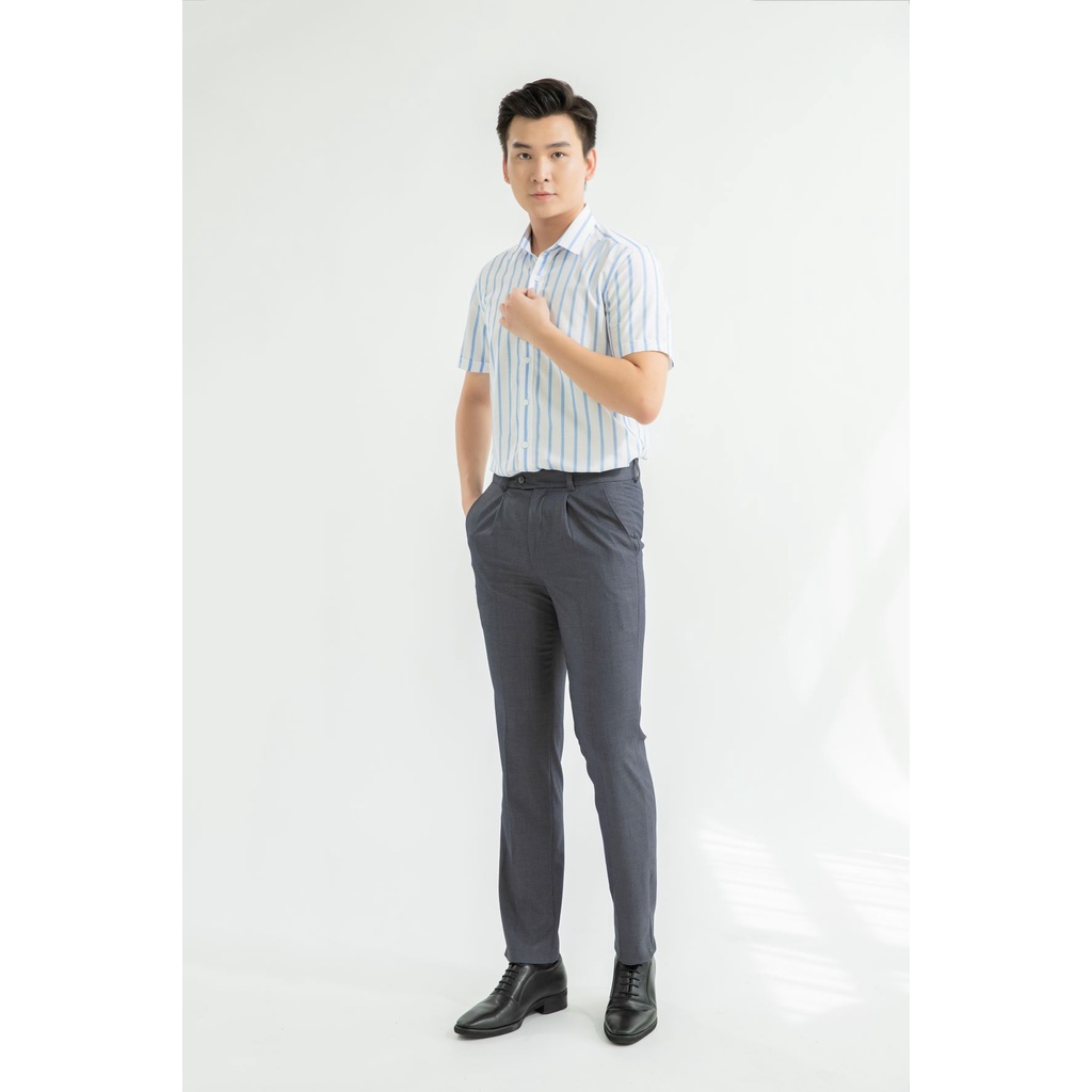 Áo sơ mi nam ngắn tay ARISTINO dáng ôm nhẹ slim fit tà lượn - ASS022S1