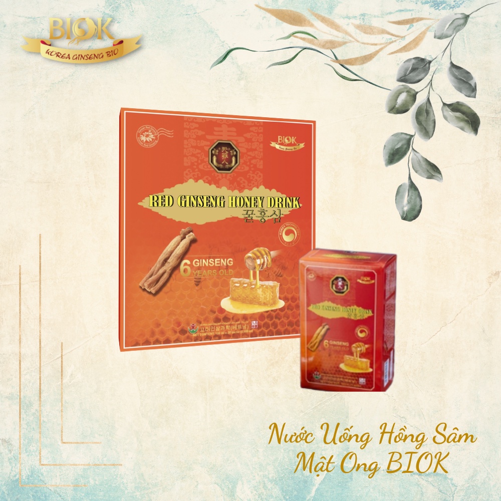 Nước Uống Hồng Sâm Mật Ong BIOK 3000ml, Ting Chất Hồng Sâm 6 Năm Tuổi (Tặng xà phòng than hoạt tính Hàn Quốc)