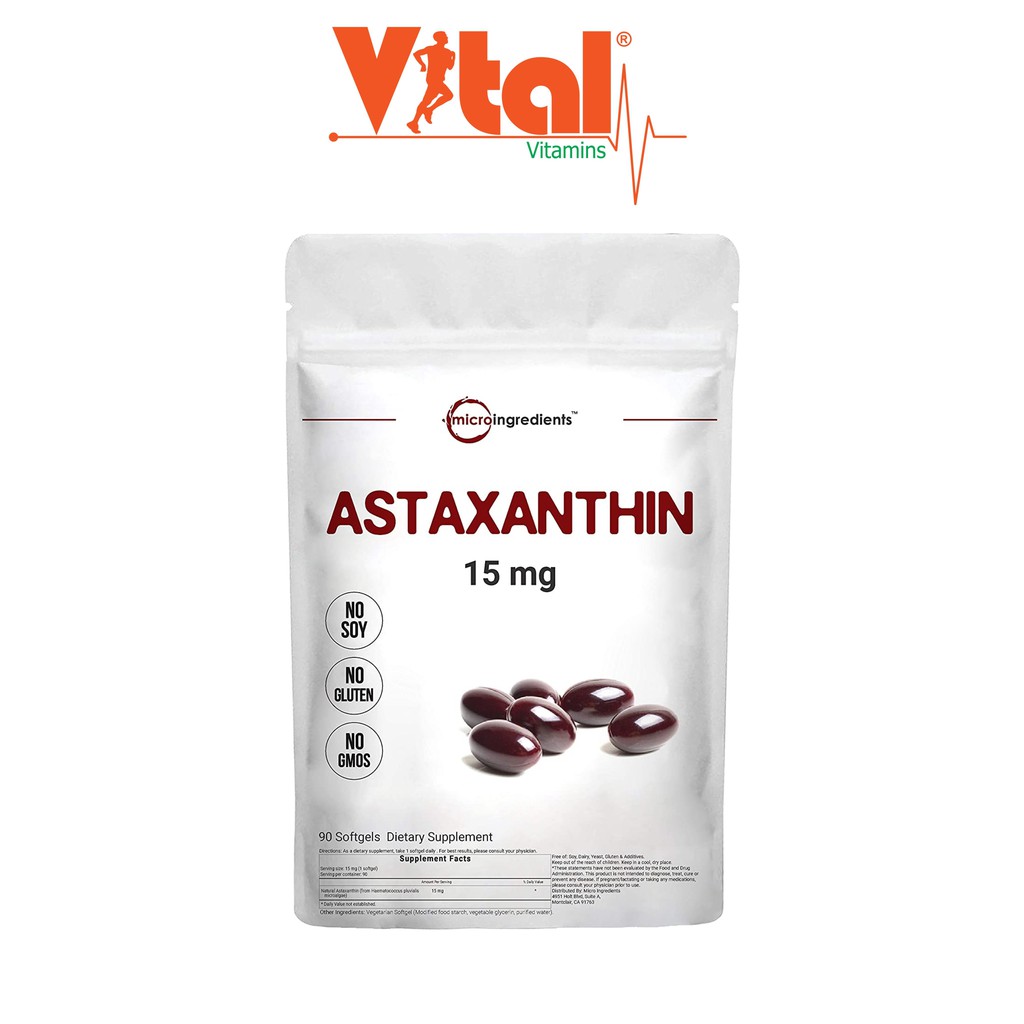 Thực Phẩm Bổ Sung Tăng Sức Đề Kháng, Chống Oxy Hóa Micro Ingredients Astaxanthin 15mg 90 Viên