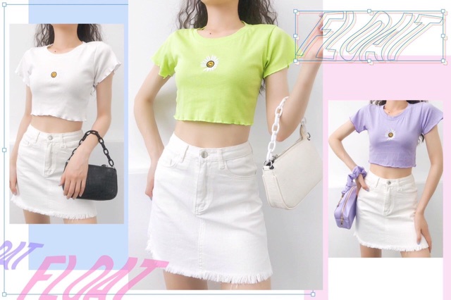 ❤Áo Croptop Biên Thuê Hoa Mặt Cười Siêu Hot❤️ chất thun gân mềm mịn, free size dưới 55kg vừa