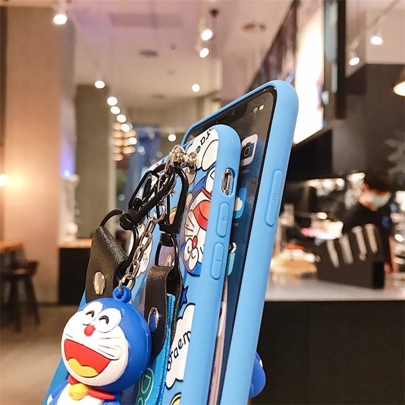 Ốp điện thoại hình Doraemon có móc khóa cho OPPO A5 A9 A31 2020 A91 F11 Pro F9 A7 A5s A3s A37 Neo9 F5 HD37