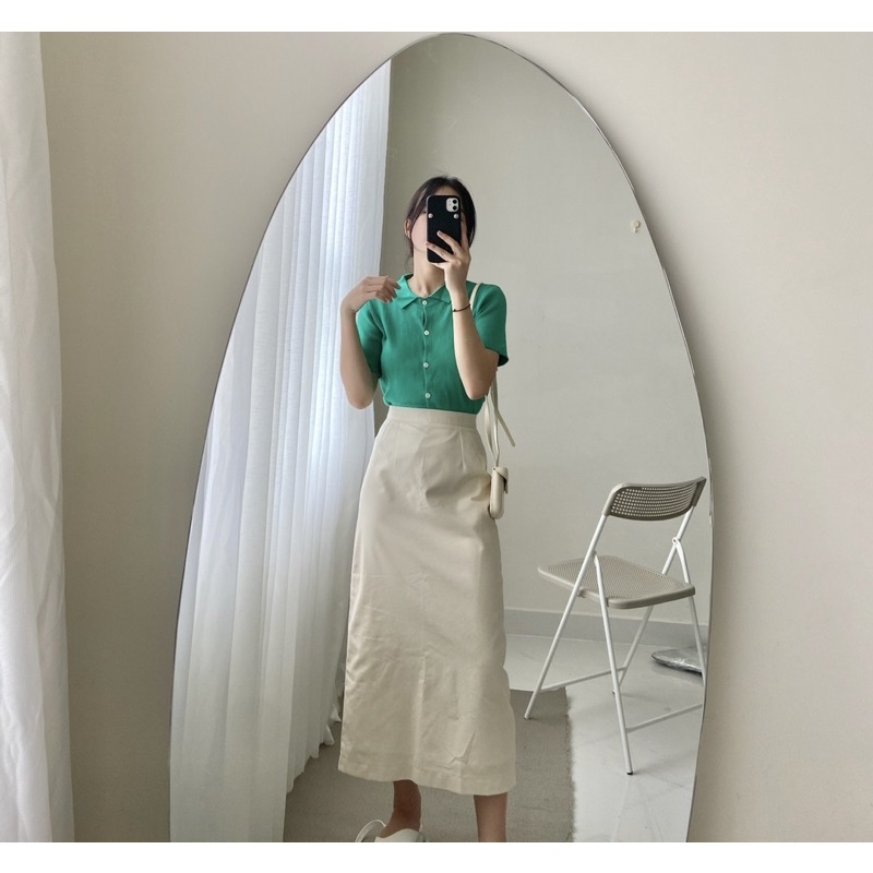 𝐦𝐢𝐫.𝐛𝐲𝐡𝐢: BEILA SKIRT - Chân váy midi linen xẻ sau hách dáng