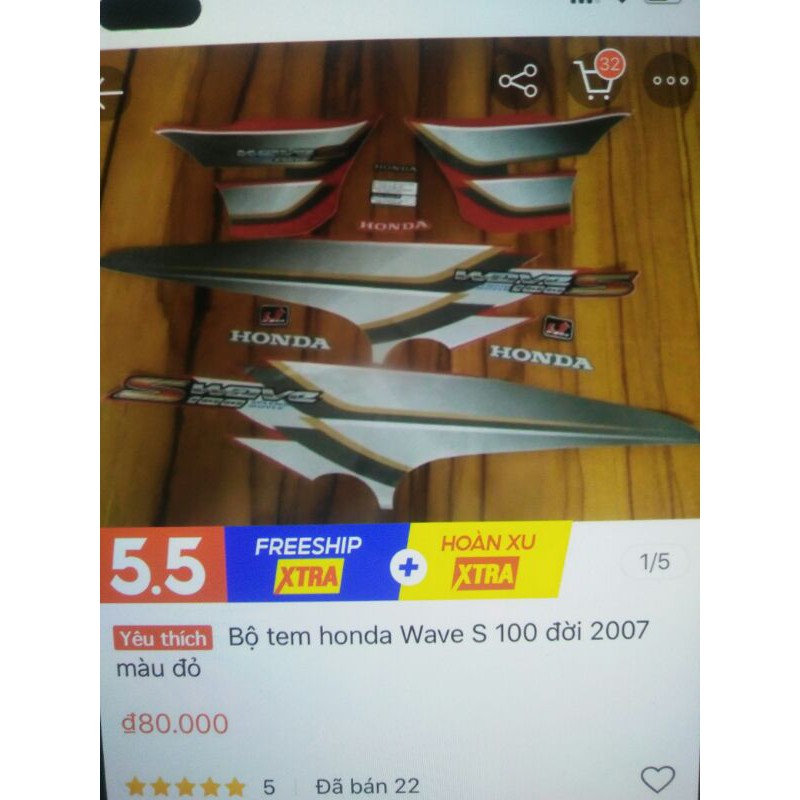 Bộ tem Wave S 100 2007 màu đỏ