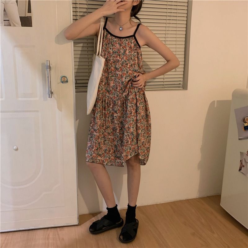 Đầm Ngủ Hai Dây Họa Tiết Hoa Thời Trang Mùa Hè Mới 2022 Dành Cho Bạn Nữ