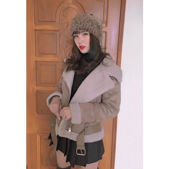 Áo khoác Zara da lộn màu nude+ đen lông trần chống thấm nước cực ấm (new collection 2018) | BigBuy360 - bigbuy360.vn