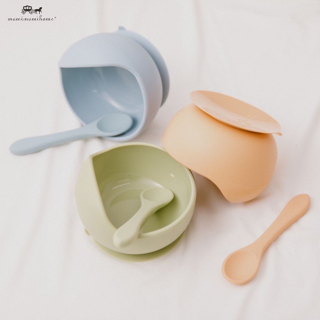 Bộ bát và thìa MAMIMAMIHOME silicone cấp thực phẩm an toàn và không độc hại cho trẻ em