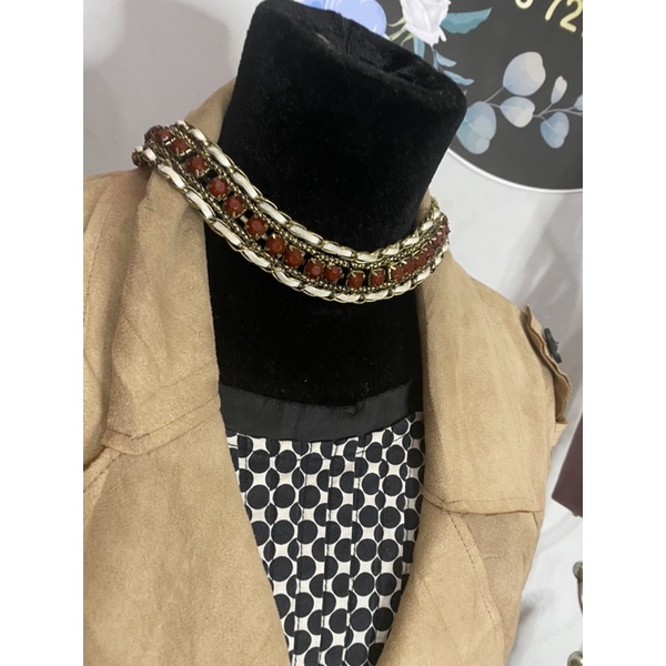 vòng cổ bảng to boho màu nâu