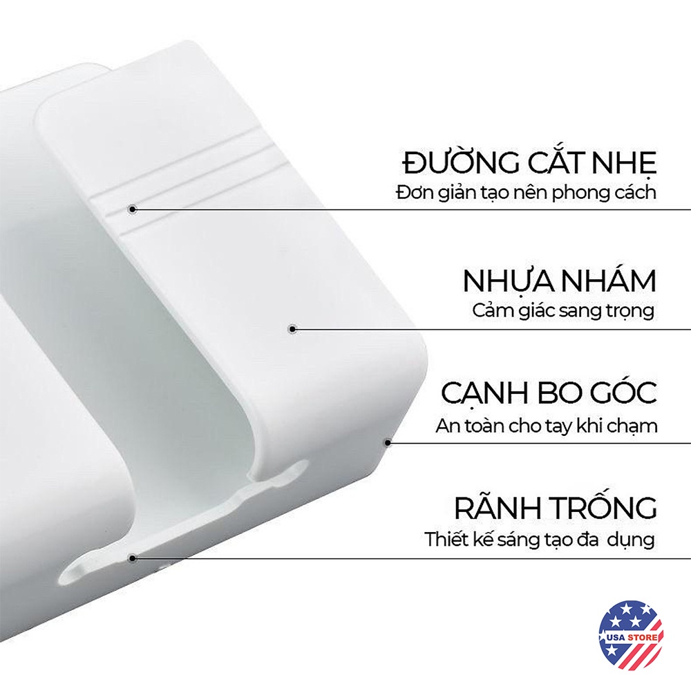 Kệ Dán Tường Để Điện Thoại,Điều Khiển Remote Xẻ Rãnh V5 Siêu Tiện Lợi - Khay Đựng Điện Thoại Dán Tường