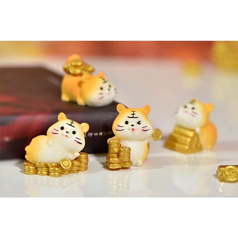 Mô Hình Trang Trí Ô Tô Bàn Làm Việc Phòng Khách - Phụ Kiện Trang Trí Taplo Xe Hơi Bộ Chú cọp thần tài Cực Yêu