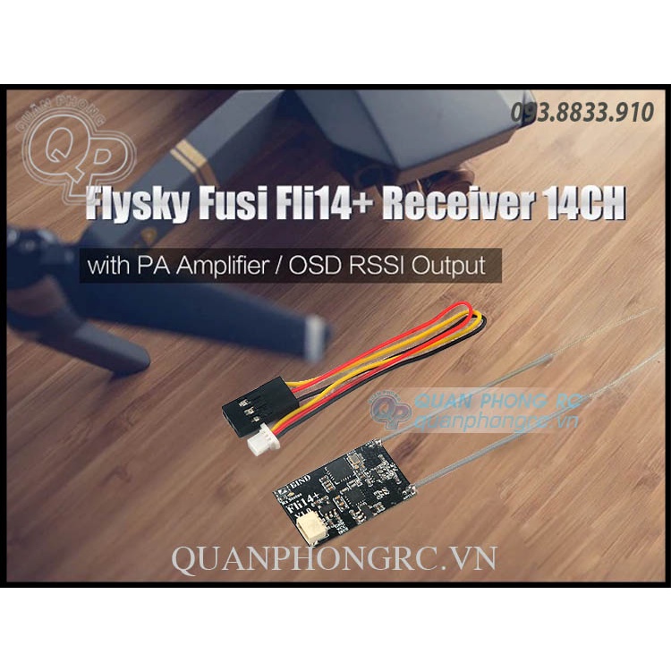 Bộ nhận sóng Flysky Fli14+ 14CH Receiver AFHDS-2A PA Amplifier RSSI OSD Double Antenna 500m Distance