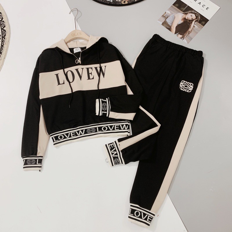 BÁN SỈ BỘ ĐEN PHỐI BE LOVEW BO CHUN CHỮ CHO NỮ BN27 | BigBuy360 - bigbuy360.vn