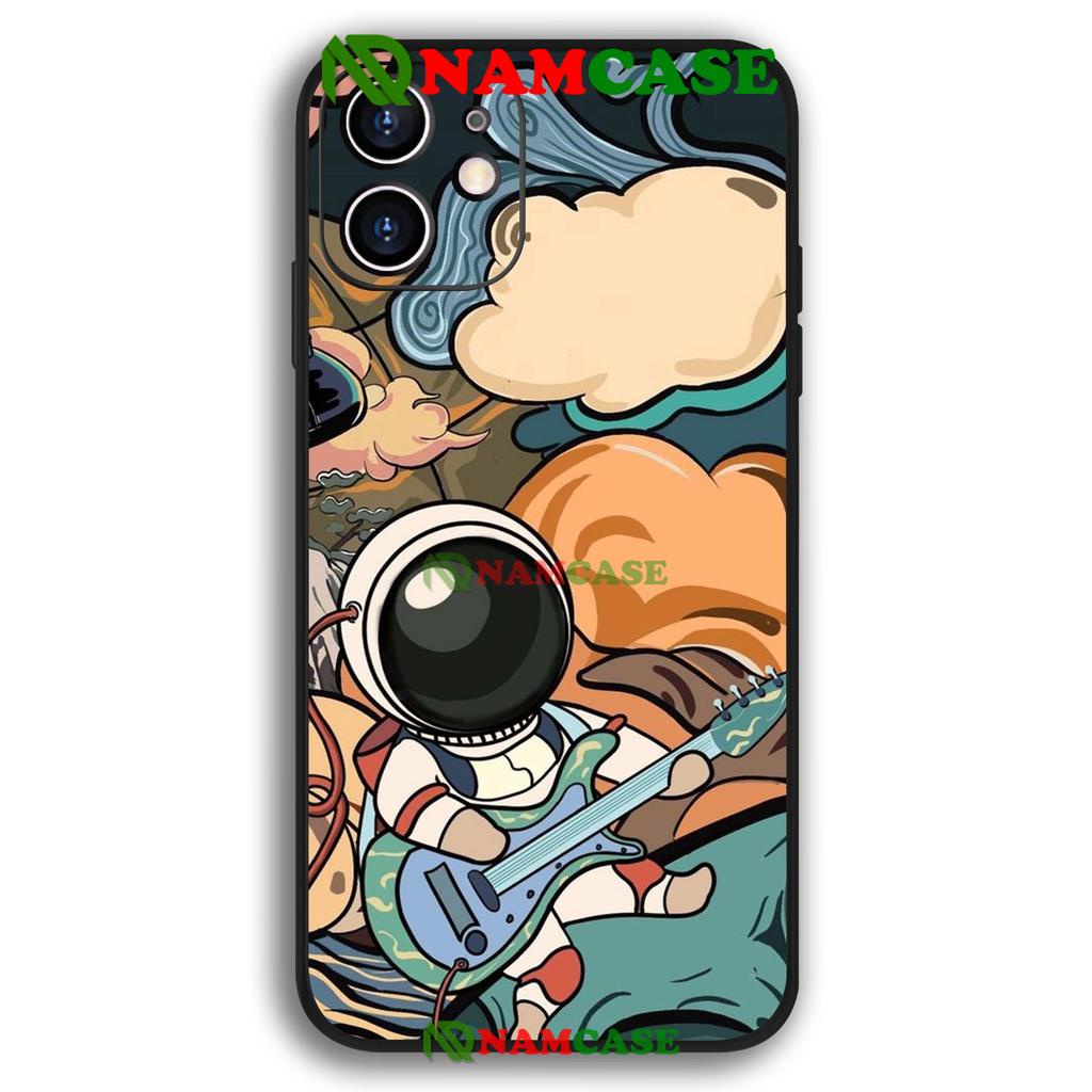 Ốp lưng iPhone Phi hành gia cute cạnh viền vuông silicon mềm dẻo cho iphone 6/6s/7/8/X/XS/11/12/13 Pro Plus Max