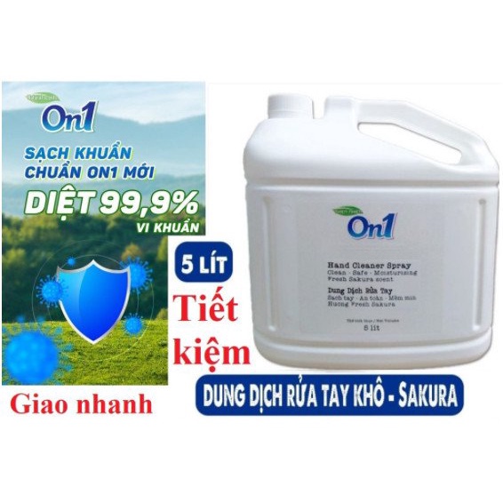 CÓ HÓA ĐƠN VAT 🚛 On1 Fresh Sakura can 5 lít 🚛 Dung dịch rửa tay khô cồn sát khuẩn xịt khuẩn-can lớn tiết kiệm GIAO NHANH
