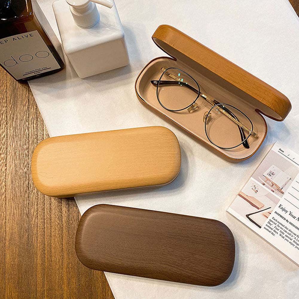 AARON1 Men Wood Grain Glasses Case Women Storage Glasses Box Glasses Container Portable Imitation Wood Grain Organizer Sunglasses Holder High Quality Retro Glasses Box/Multicolor