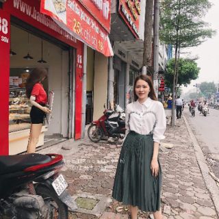 Chân váy xếp ly dáng dài