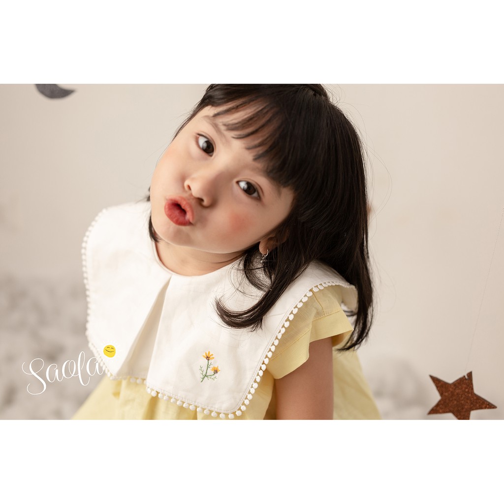 Đầm/ Váy Bé Gái BabyDoll Cổ Vuông Viền Ren Chất Liệu Linen Thoáng Mát - ALULA DRESS - DRL002 - SAOLA KIDS CLOTHING