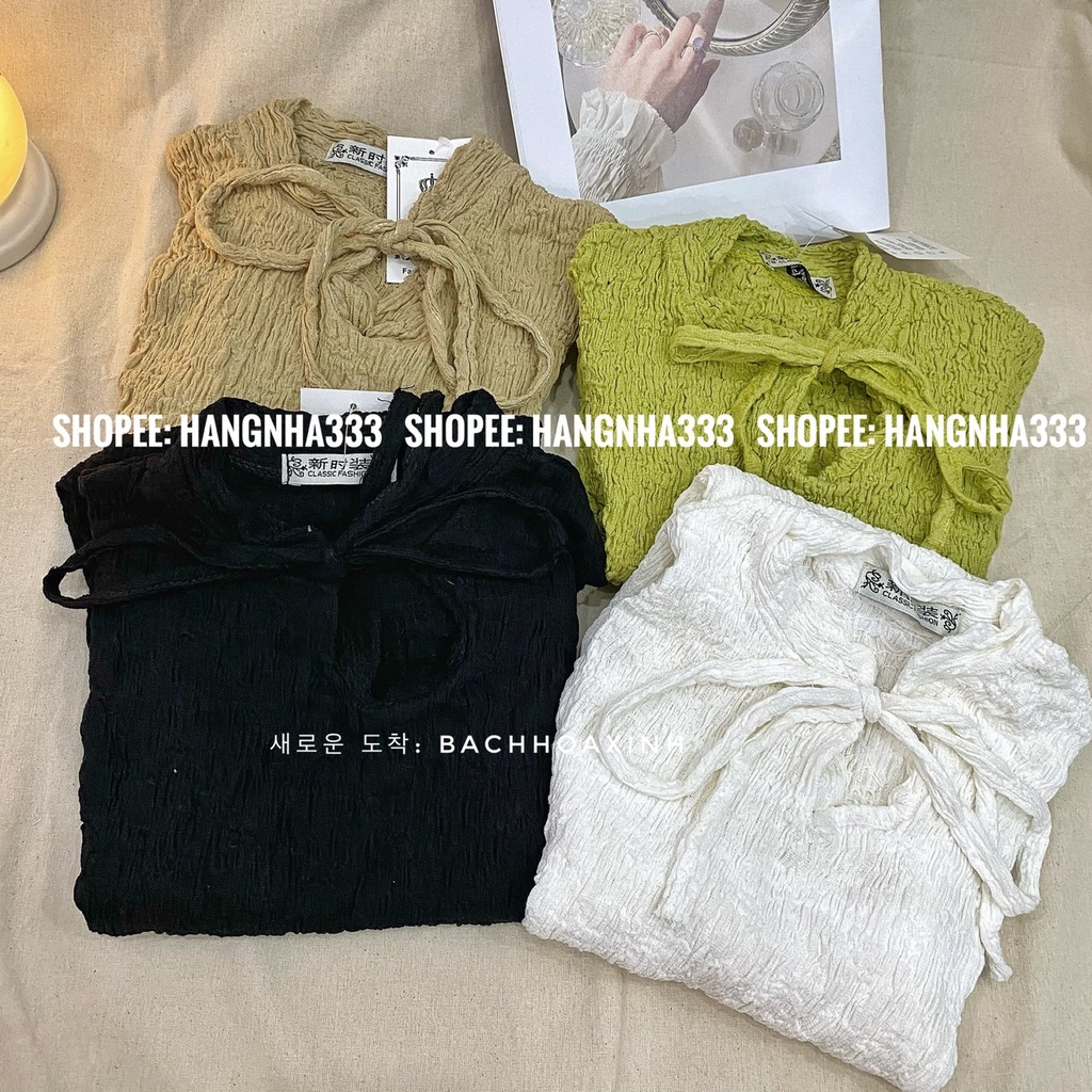 NEW ARRIVAL || Đầm body Xốp nhún cột nơ cổ cực sang chảnh nhiều màu mùa hè Ulzzang basic