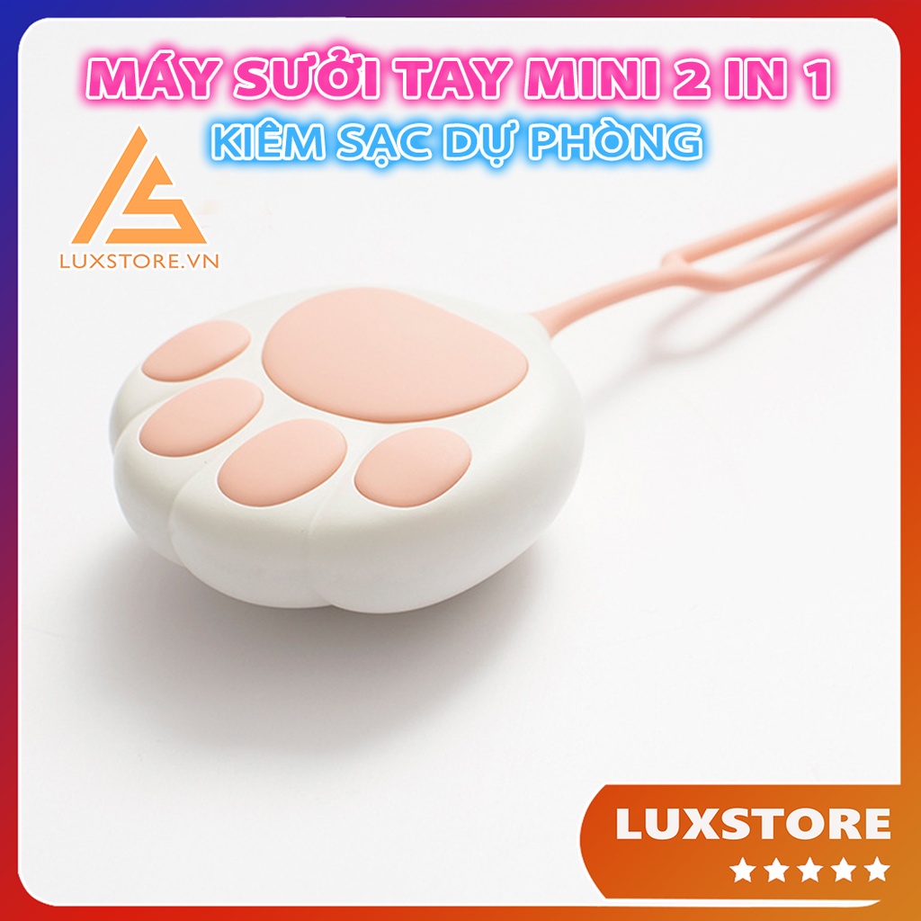 MÁY SƯỞI TAY MINI KIÊM SẠC PIN DỰ PHÒNG DUNG LƯỢNG 3000mAh, MÁY SƯỞI ẤM BÀN TAY CHẤT LIỆU CAO SU TỰ NHIÊN – LUXSTORE