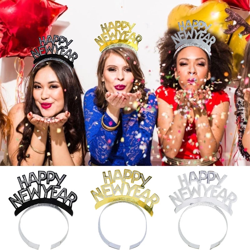 Cài tóc chữ Happy New Year lấp lánh