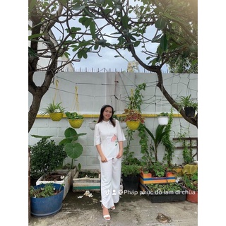 Đồ lam đi chùa mẫu bông lụa