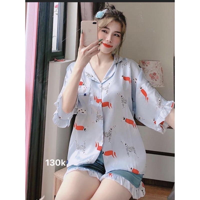 Đồ Bộ Pizama Đùi Lụa Cánh Tiên