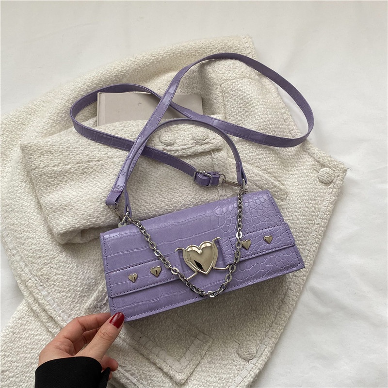 Túi Xách Đeo Vai Giả Da Cá Sấu Phối Dây Xích Thời Trang Nữ Sành Điệu