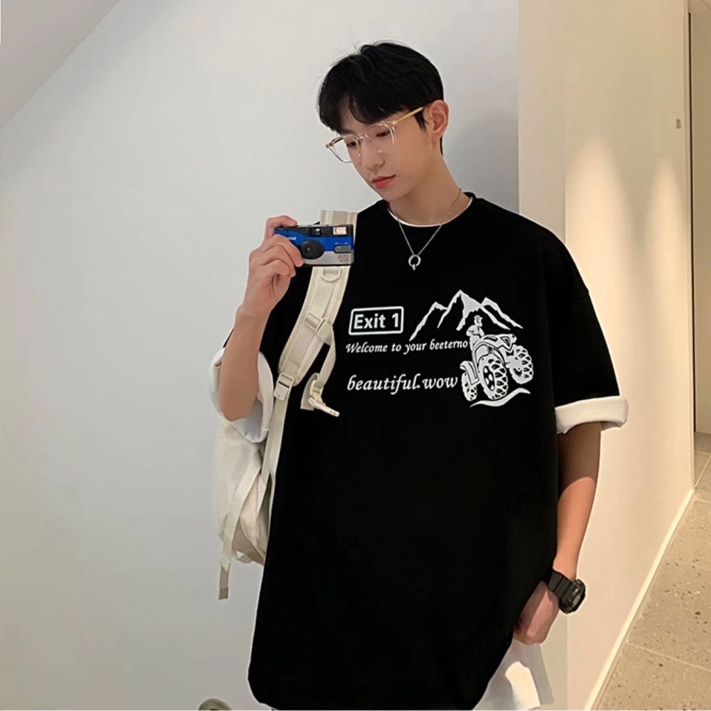 Áo Thun Tay Ngắn Dáng Rộng In Chữ Phong Cách Hip Hop Hàn Quốc Thời Trang Mùa Hè Cho Nam Size M-5XL