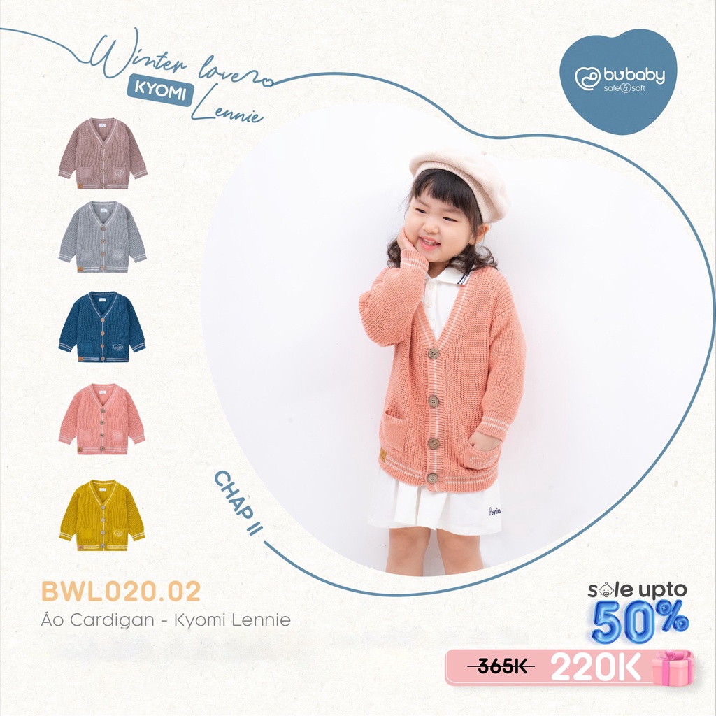 Áo Cardigan Bu, Bubaby Kyomi Lennie cho bé 6m - 4Y BWL020.02